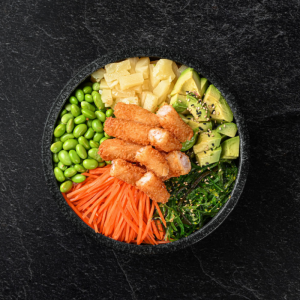 303.  POKE BOWL MED TEMPURA REJER